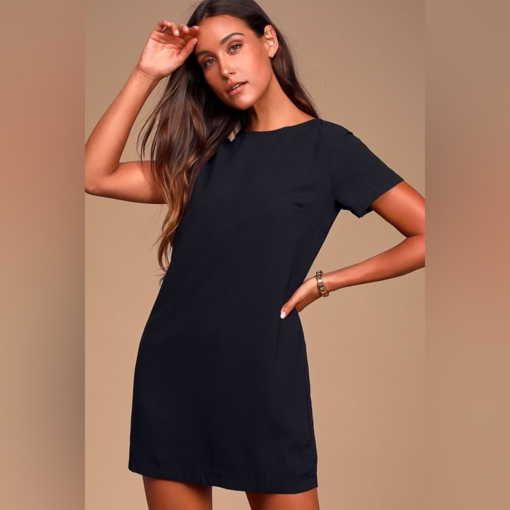Lulus Shift and Shout Black Shift Dress